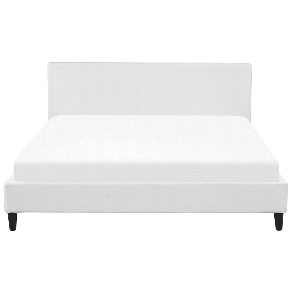BETTRAHMENBEZUG Samtstoff 180/200 cm Weiß Fitou - Weiß, Textil (190/214cm) - Beliani