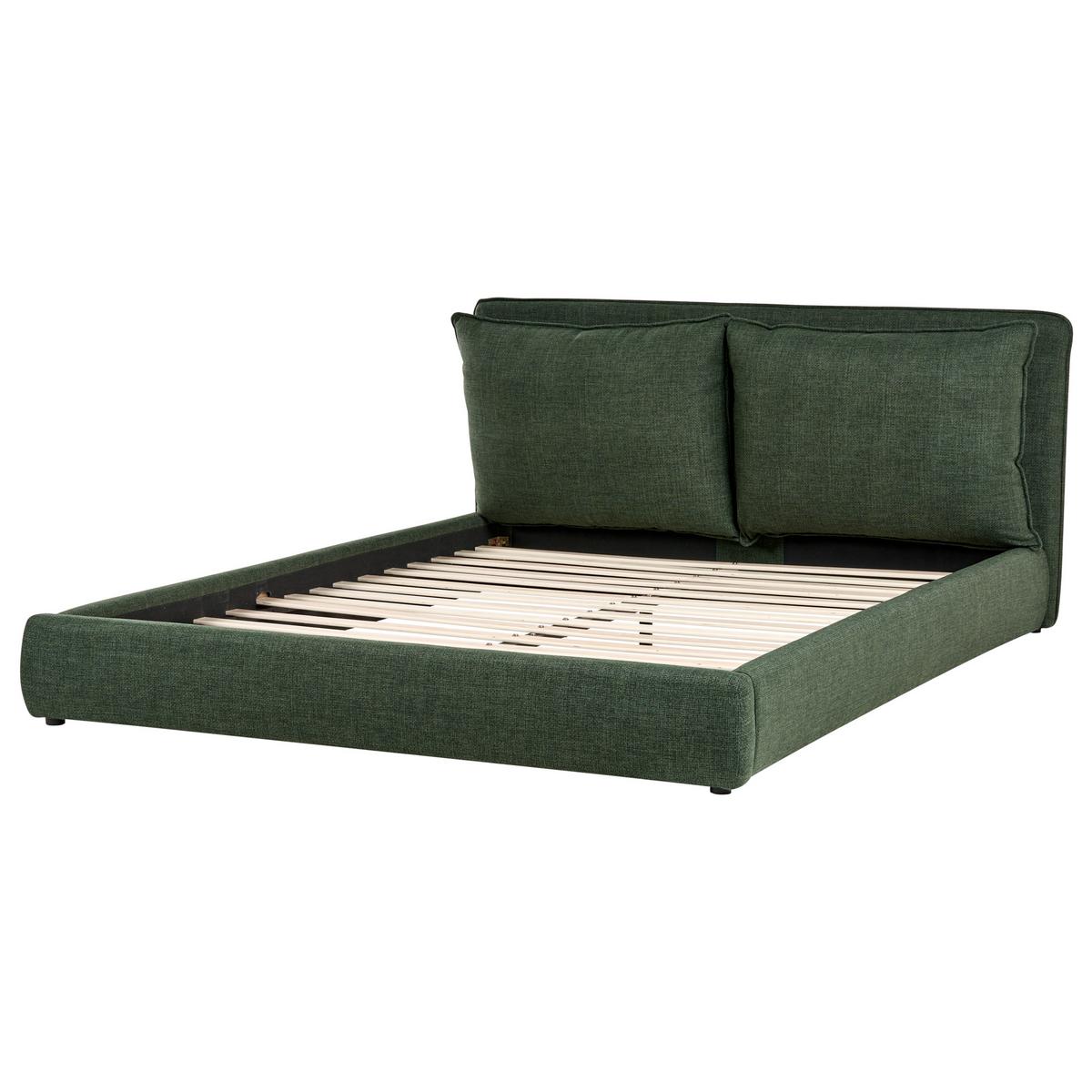 BETT mit Lattenrost 180/200 cm Stoff Dunkelgrün Bajonna - Schwarz/Grün, Textil (180/200cm) - Beliani