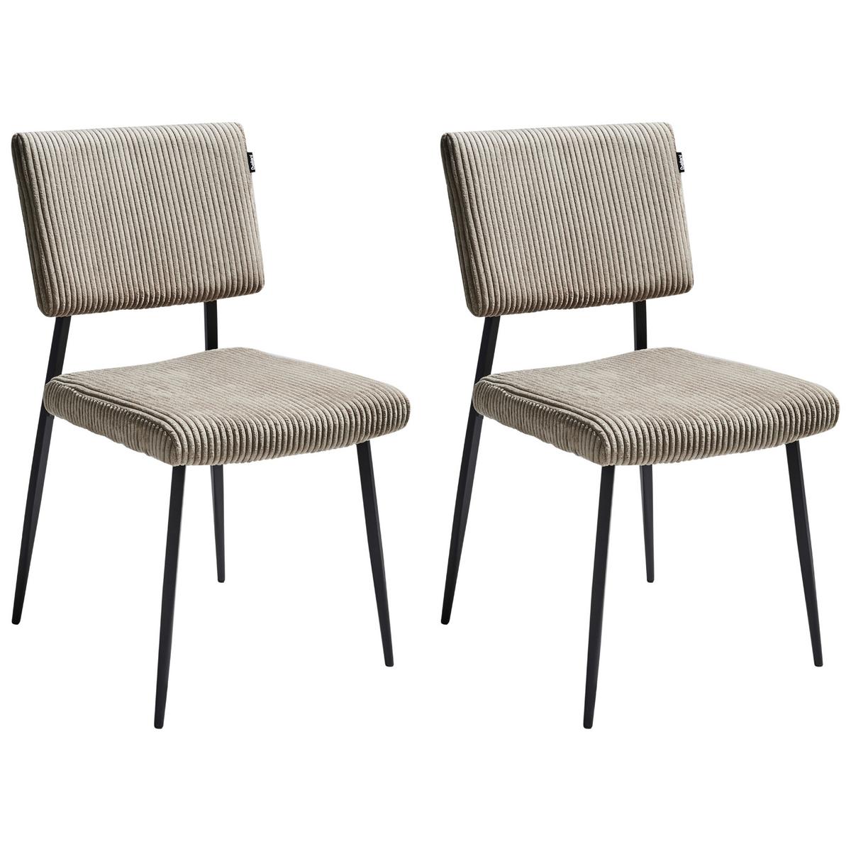 ESSZIMMERSTUHL 2er-Set Taupe Sturgis - Taupe/Schwarz, Textil (47/87/54cm) - Beliani
