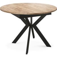 ESSTISCH Lily runder ausziehbarer, Craft Eiche 100-140/100/76 cm - Eiche Wotan/Schwarz, Holzwerkstoff/Metall (100/140/76cm) - WFL GROUP