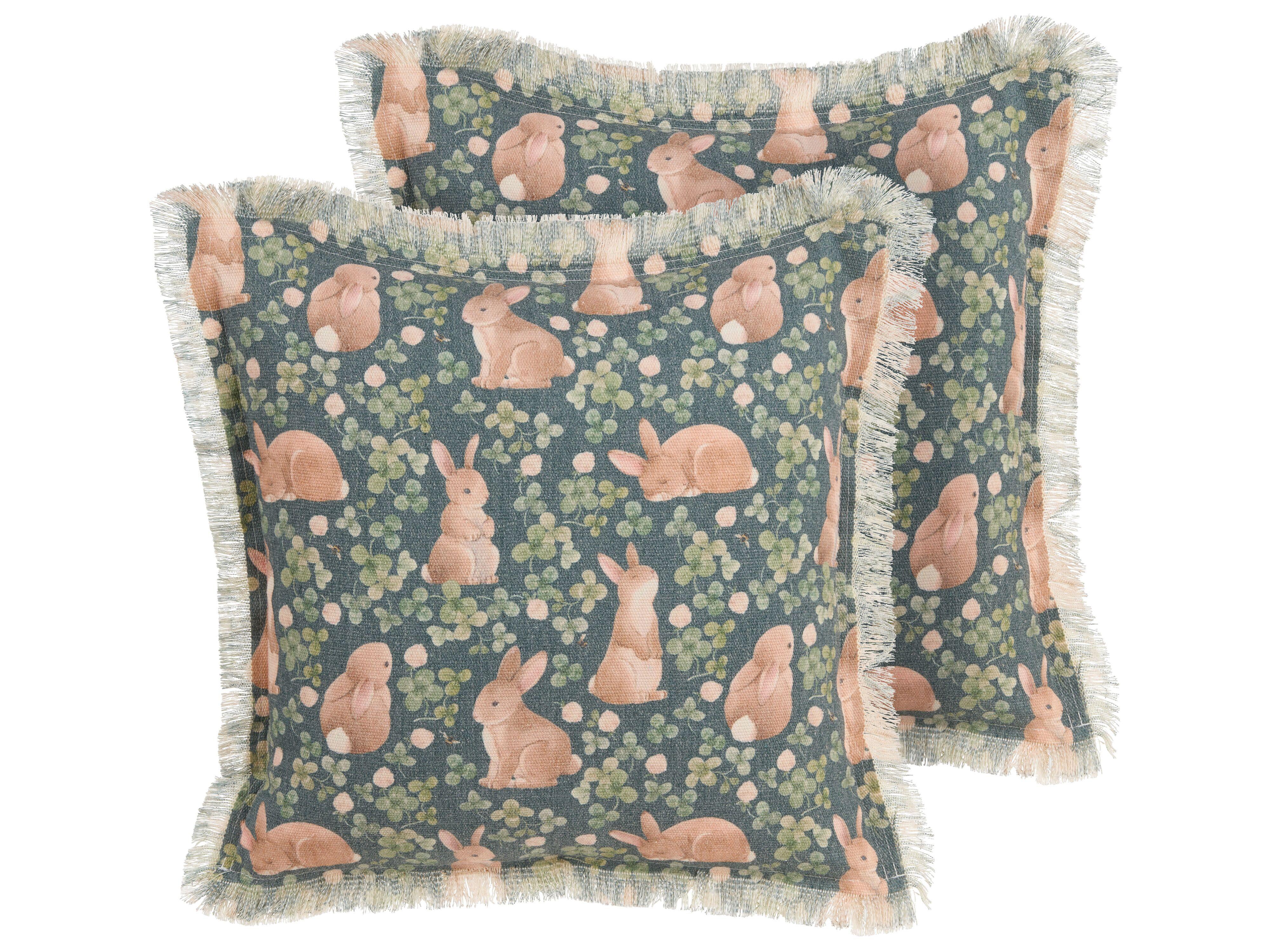 DEKOKISSEN 2er-Set Grün 45/45 cm Alstroemeria - Grün, Naturmaterialien/Textil (45/45cm) - Beliani