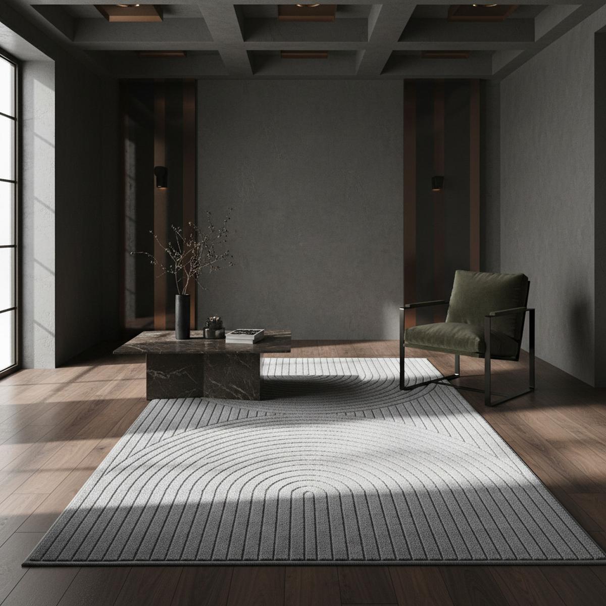 TEPPICH Outdoor ENGADIN in Silber, im Skandi-Stil mit 3D-Design, 200 x 290 cm - Silberfarben, Textil (290/200cm) - KADIMA DESIGN