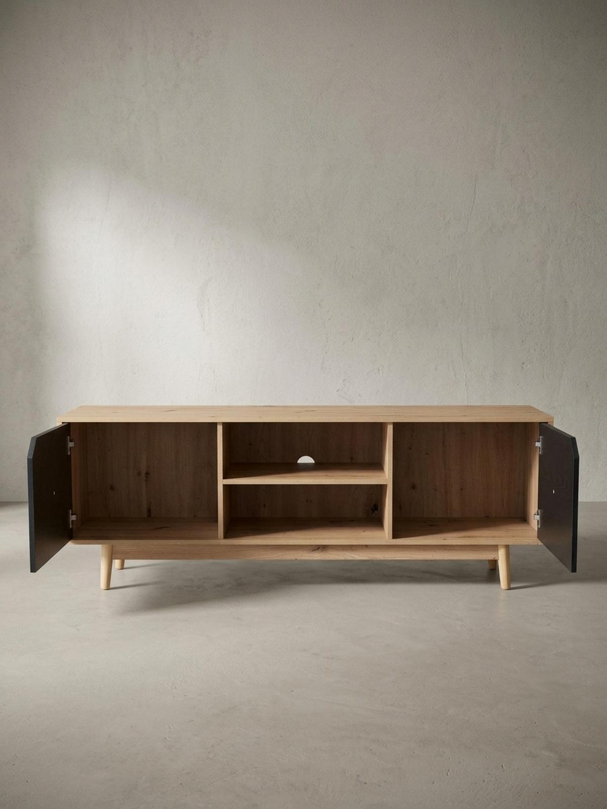 TV-LOWBOARD mit Eiche-Dekor, 2 Türen, modern, Braun-Schwarz 150x40x55 cm - Eichefarben/Braun, Holz (150/55/40cm) - KADIMA DESIGN