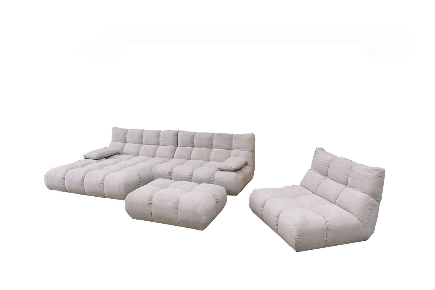 SITZGRUPPE VIVIEN 3ER SET Silber Cord (1er-Set) - Silberfarben, Kunststoff/Textil (359/85/510cm) - KAWOLA