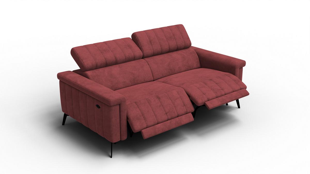 RELAXSOFA NORDEL 3-Sitzer, bordeaux - Bordeaux/Schwarz, Holz/Textil (194/80/105cm) - Wozimo