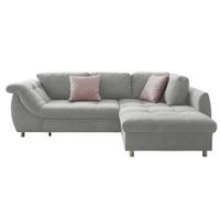 ECKSOFA mit Schlaffunktion, Wellenunterfederung, Ottomane rechts B250/T190/H84 cm, Liegefl. 179x190 cm, Mikrofaser Grau / 17003 - Chromfarben/Grau, Textil/Metall (250/190cm) - luma-home
