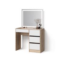 SCHMINKTISCH Imola Sonoma 90 cm mit LED-Spiegel - Sonoma Eiche, Holzwerkstoff (90/75/40cm) - Livinity®