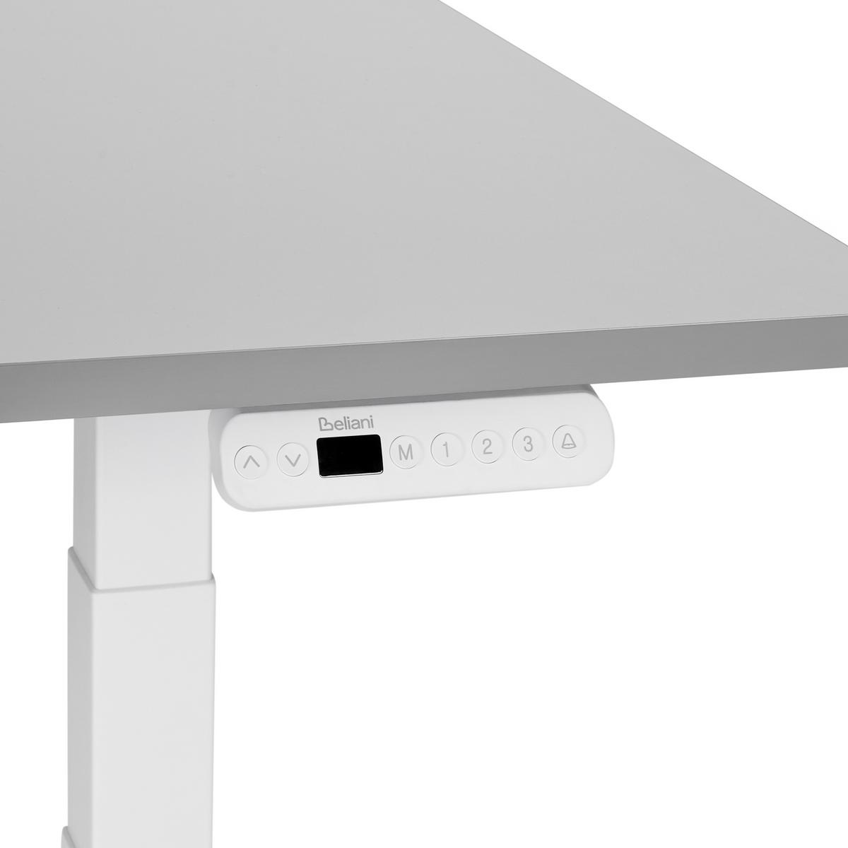 SCHREIBTISCH grauweiß 120/72 cm elektrisch höhenverstellbar Destin III - Weiß/Grau, Holz (72/120/63cm) - Beliani