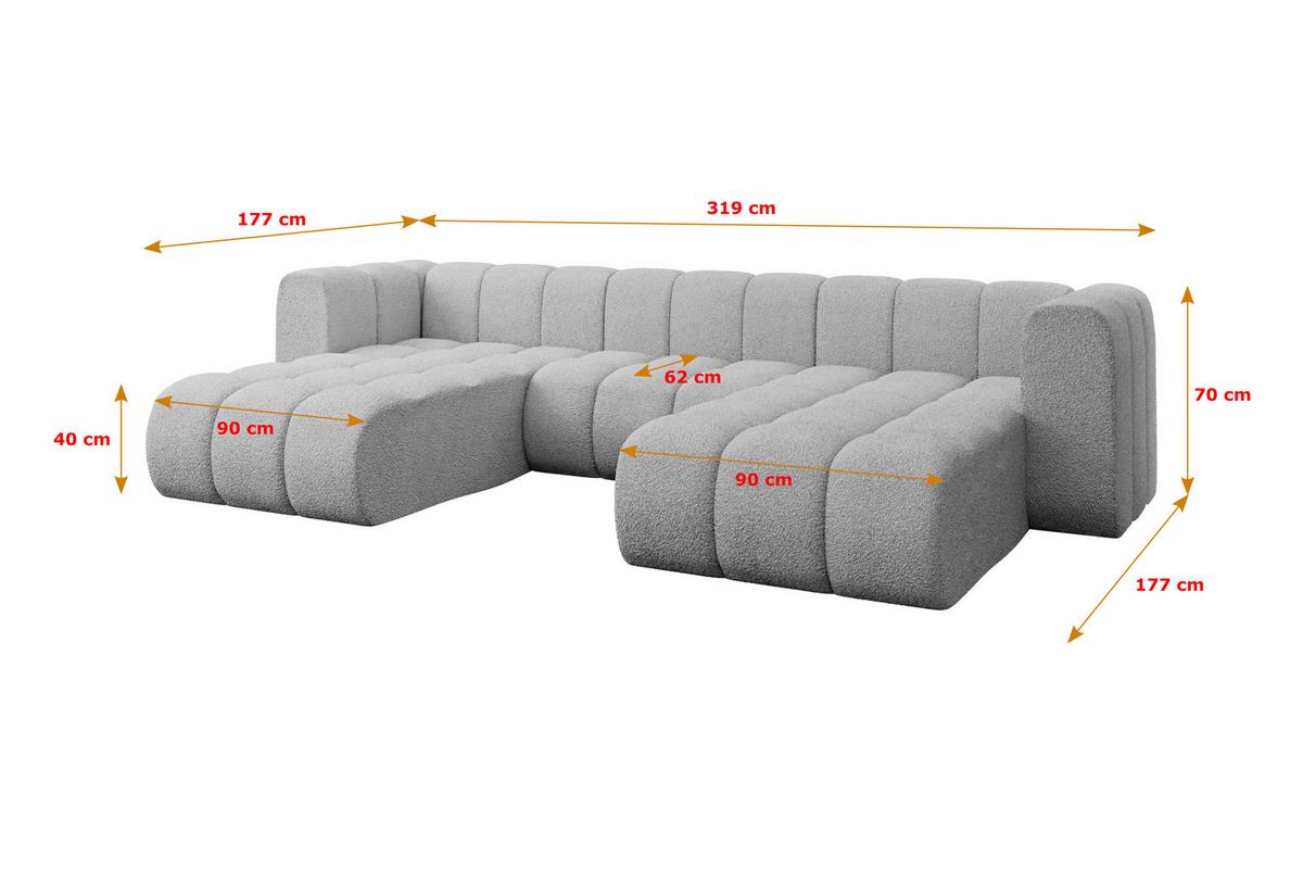 WOHNLANDSCHAFT modulares Sofa Joren-U1 - 319x177x70 cm Hellgrau - Hellgrau, Holzwerkstoff/Textil (319/70/177cm) - ALTDECOR