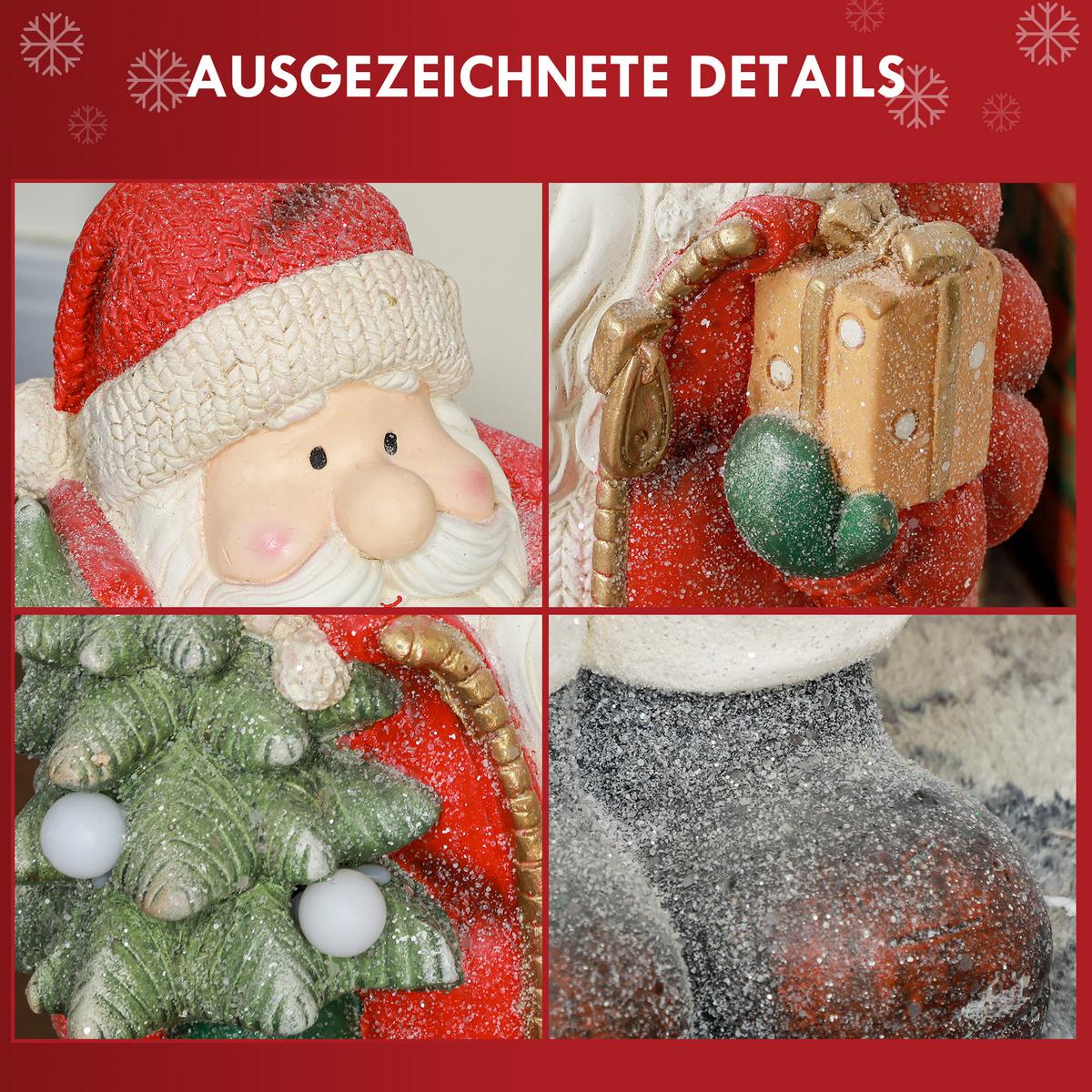 WEIHNACHTSDEKO Figur 50 cm Weihnachtsmann mit Weihnachtsbaum und Geschenk - Multicolor, Metall (21/50/26.5cm) - HOMCOM