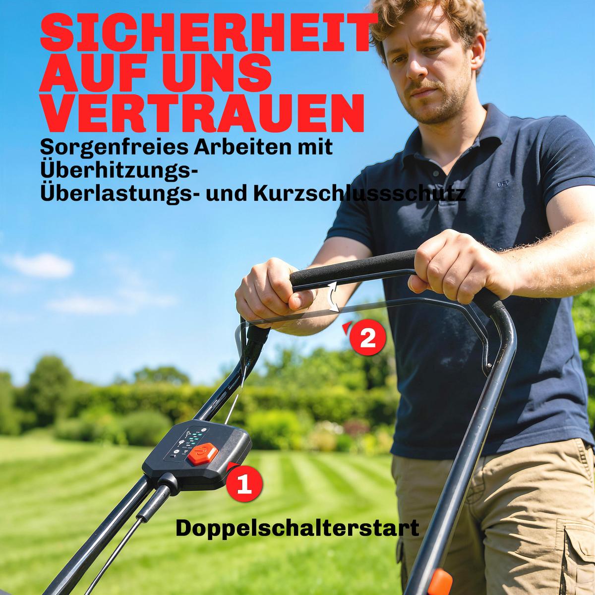 RASENMÄHER Kunststoff Metall Rot - Rot, Kunststoff (46/109/131cm) - Outsunny