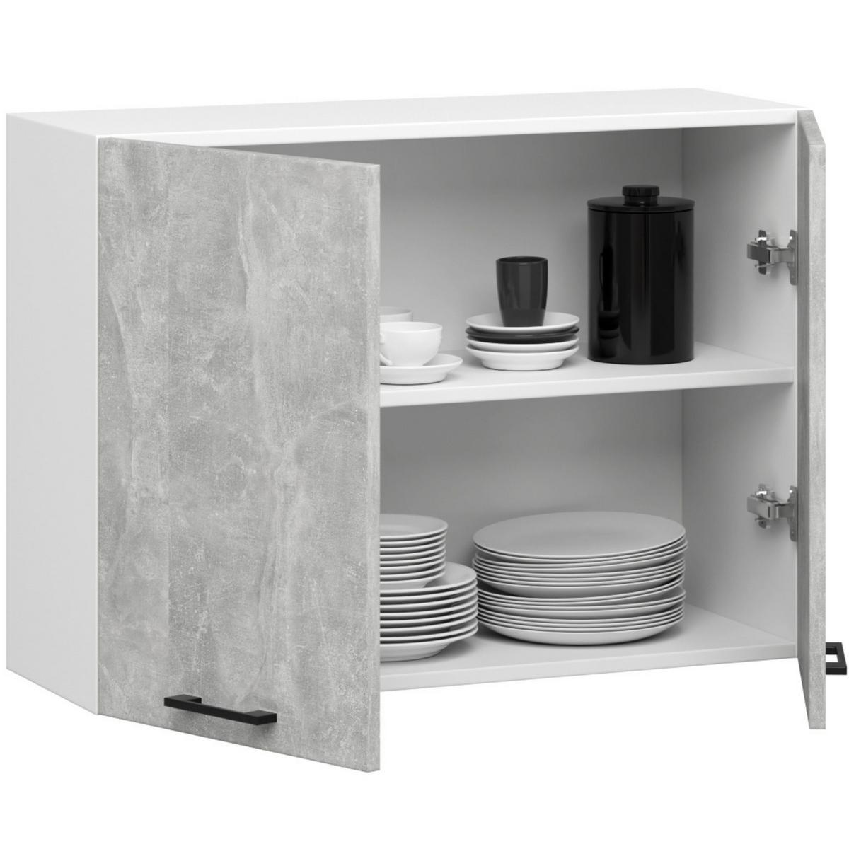 HÄNGESCHRANK Weiß, Beton 58/80/30 - Hellgrau/Weiß, Holzwerkstoff (80/58/30cm) - RAUMHIRSCH FURNITURE