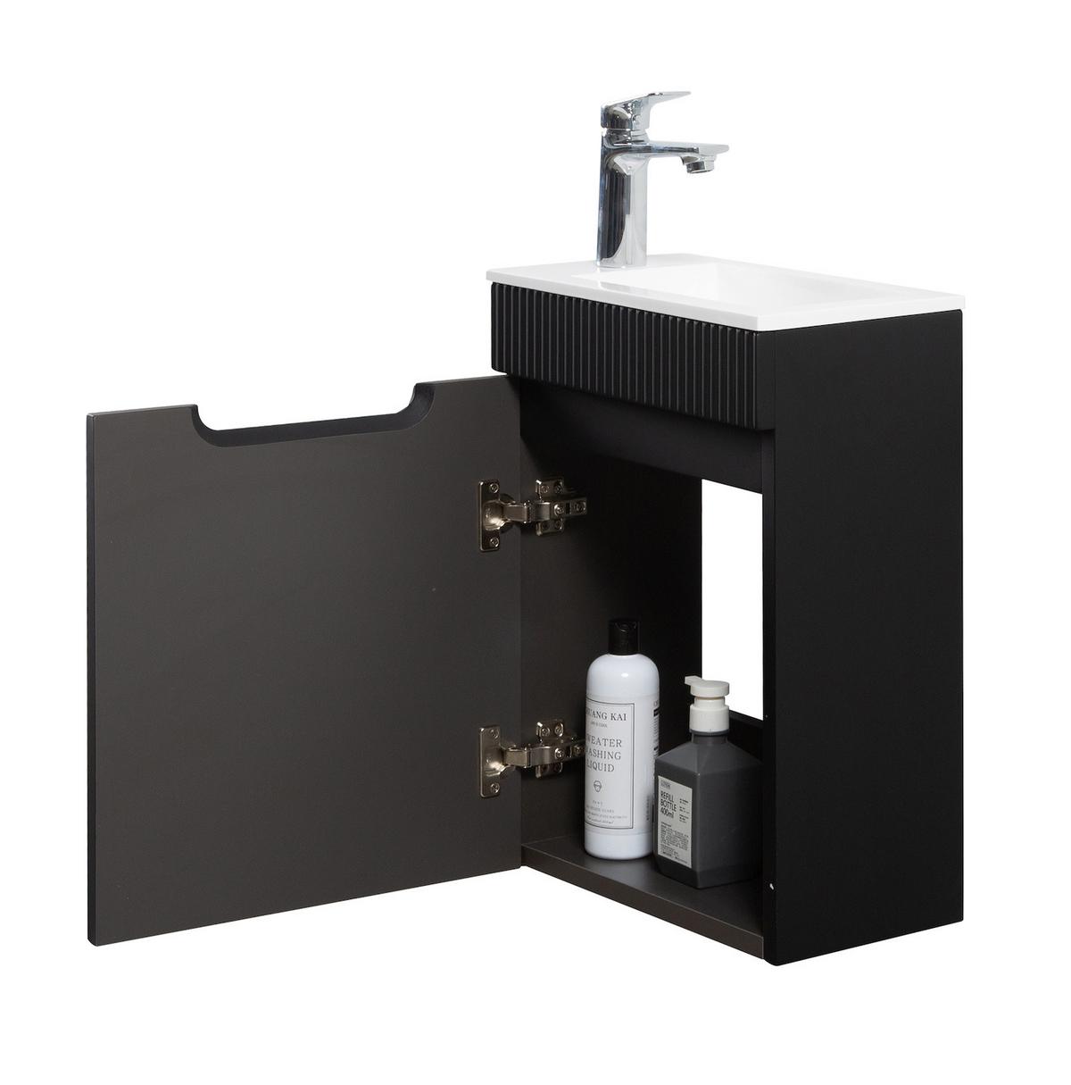 GÄSTE-WC-MÖBELSET Thermis 2 Teile Schwarz Matt - 40 x 22 x 53 cm - Schwarz/Weiß, Holz (40/53/22cm) - Badplaats