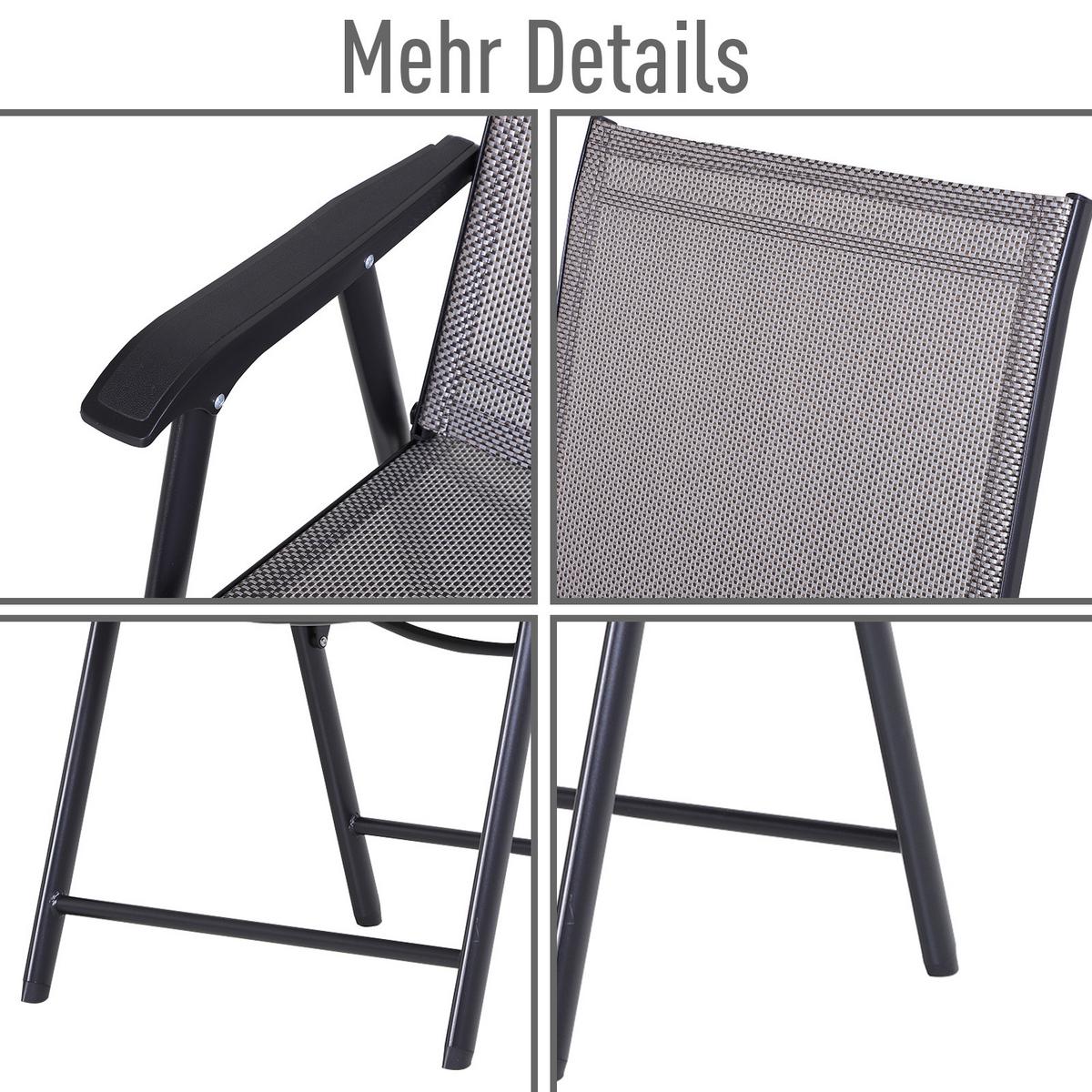 KLAPPSTUHL, Metall, Texteline, Grau - Grau, Metall (64/94/58cm) - Outsunny