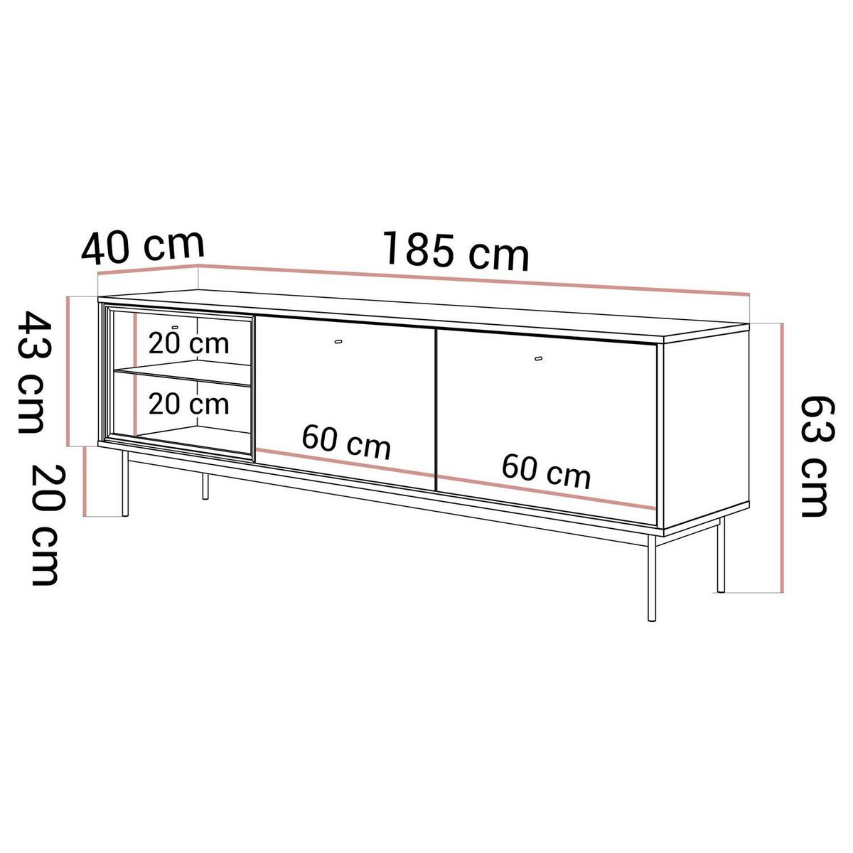 TV-SCHRANK ISA mit LED-Beleuchtung - Eichefarben, Holzwerkstoff (185/63/40cm) - Lookway