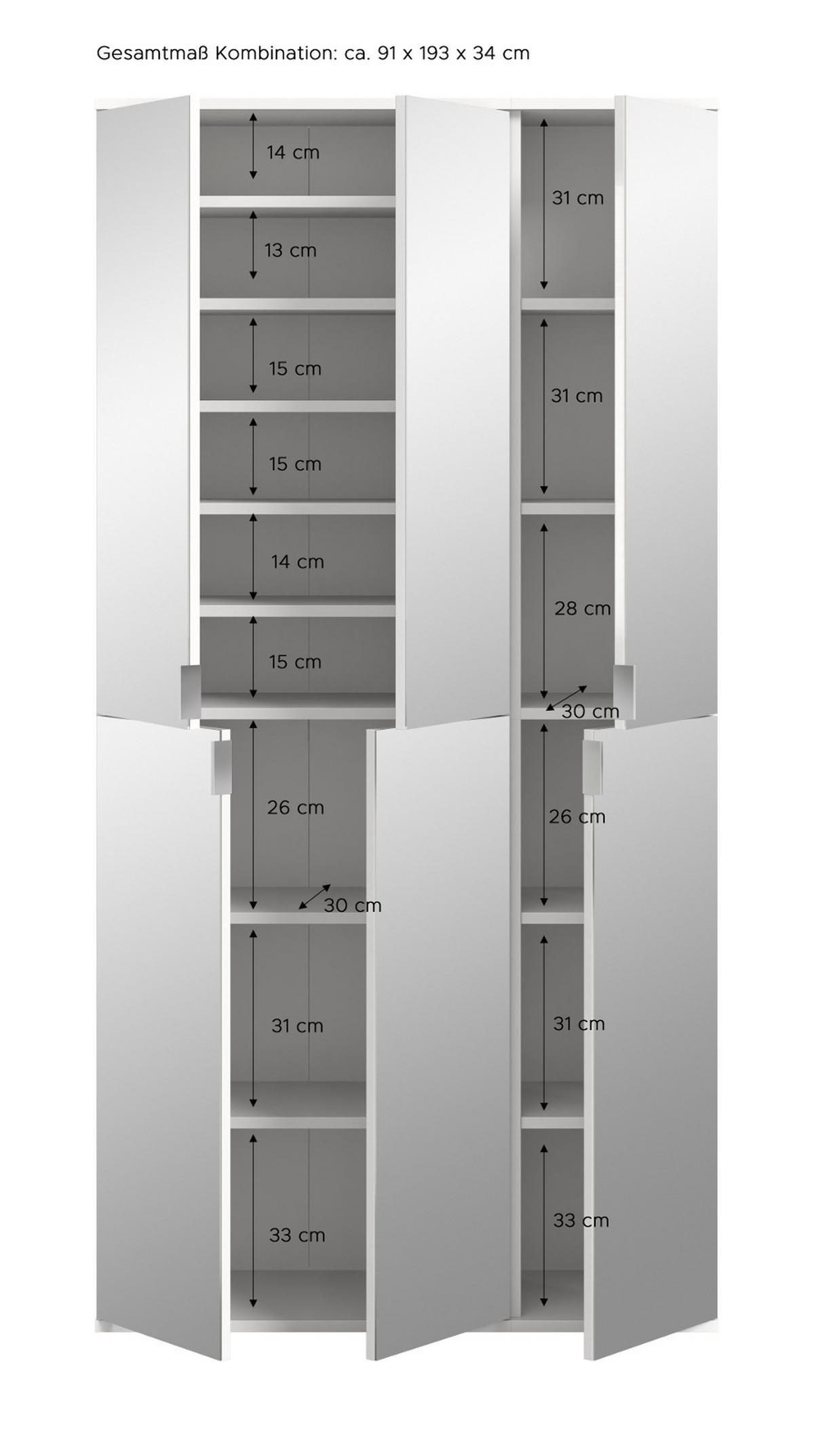 GARDEROBENSCHRANK Artisan Eiche 91 cm, Flurschrank 6-türig mit Spiegel - Chromfarben/Schwarz, Glas/Holzwerkstoff (91/193/34cm) - Inn.Furn
