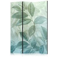 PARAVENT Beidseitig Bedruckter 3-tlg 135x172 cm Natur Bl tter - Blau, Holz/Textil (135/172/3cm) - Muralo