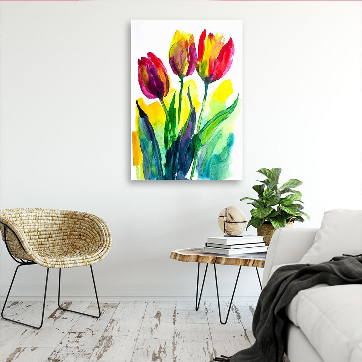 LEINWANDBILD Blumen 70x100cm - Multicolor, Textil (70/100cm) - Feeby