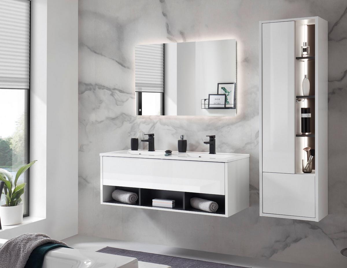 BADSPIEGEL mit LED Beleuchtung und Touchschalter, Wandspiegel 100 cm - Grau, Glas (100/65/3cm) - Furn.Design