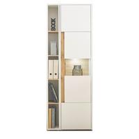 AKTENSCHRANK Set 2-teilig weiß, Eiche Wotan 70 x 200 cm, Regal-Vitrine-Kombination mit 5 Ordnerhöhen - Eichefarben/Eiche Wotan, Glas/Holzwerkstoff (70/200/40cm) - Furn.Design