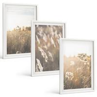 BILDER SET 3er Set - 40x60 cm Weißer Rahmen - Landschaftsgrasblumen Wärme - Weiß, Kunststoff (40/60cm) - TULUP