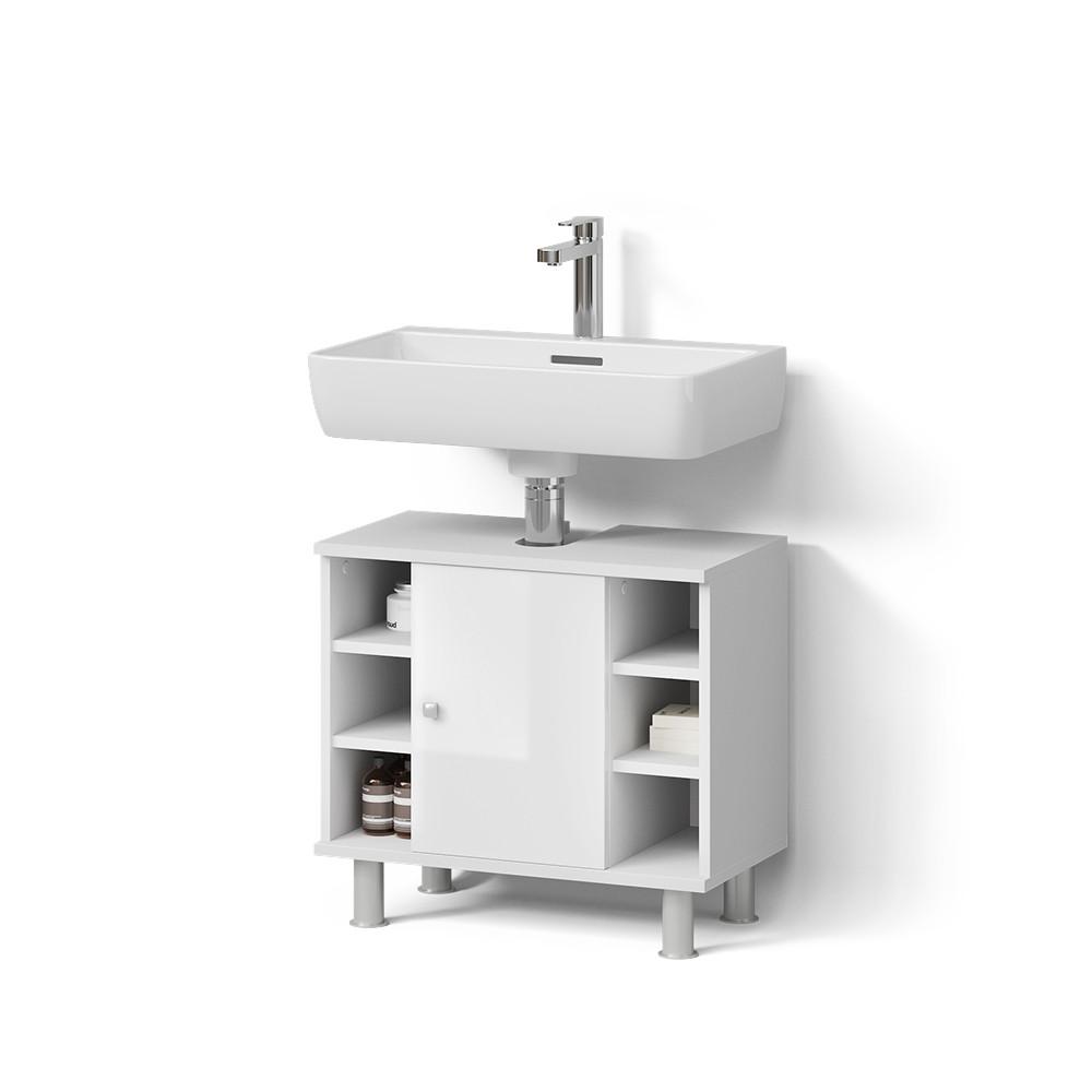 WASCHBECKENUNTERSCHRANK Fucino Weiß Hochglanz 60 x 54 cm - Weiß Hochglanz, Holzwerkstoff (60/54/32cm) - Livinity®