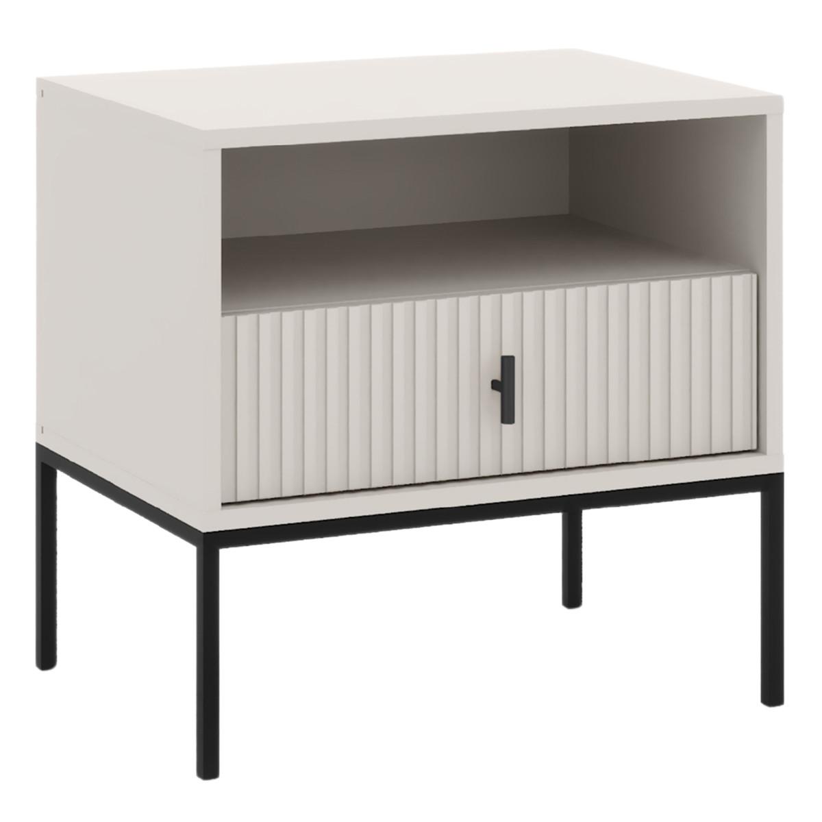 NACHTTISCH Marvello mit 1 Schublade, Kaschmir+Schwarz - Kaschmir/Schwarz, Holzwerkstoff/Metall (54/52/39cm) - Beautysofa