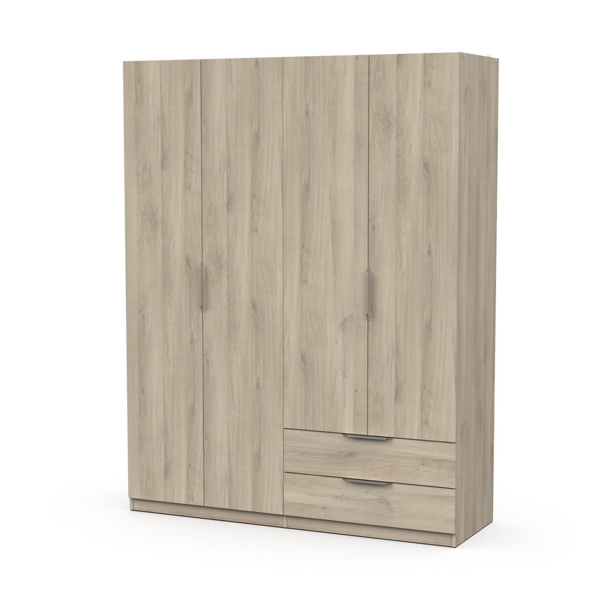 KLEIDERSCHRANK mit 4 Türen und 2 Schubladen Ghost - L157,3 cm - Sonoma Eiche, Holzwerkstoff (51.1/203/204.5cm) - Demeyere