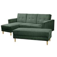 FUNKTIONSSOFA mit Hocker Kattie Cordstoff dunkelgrün - Dunkelgrün, Kunststoff (144/230cm) - 58aufmkessel