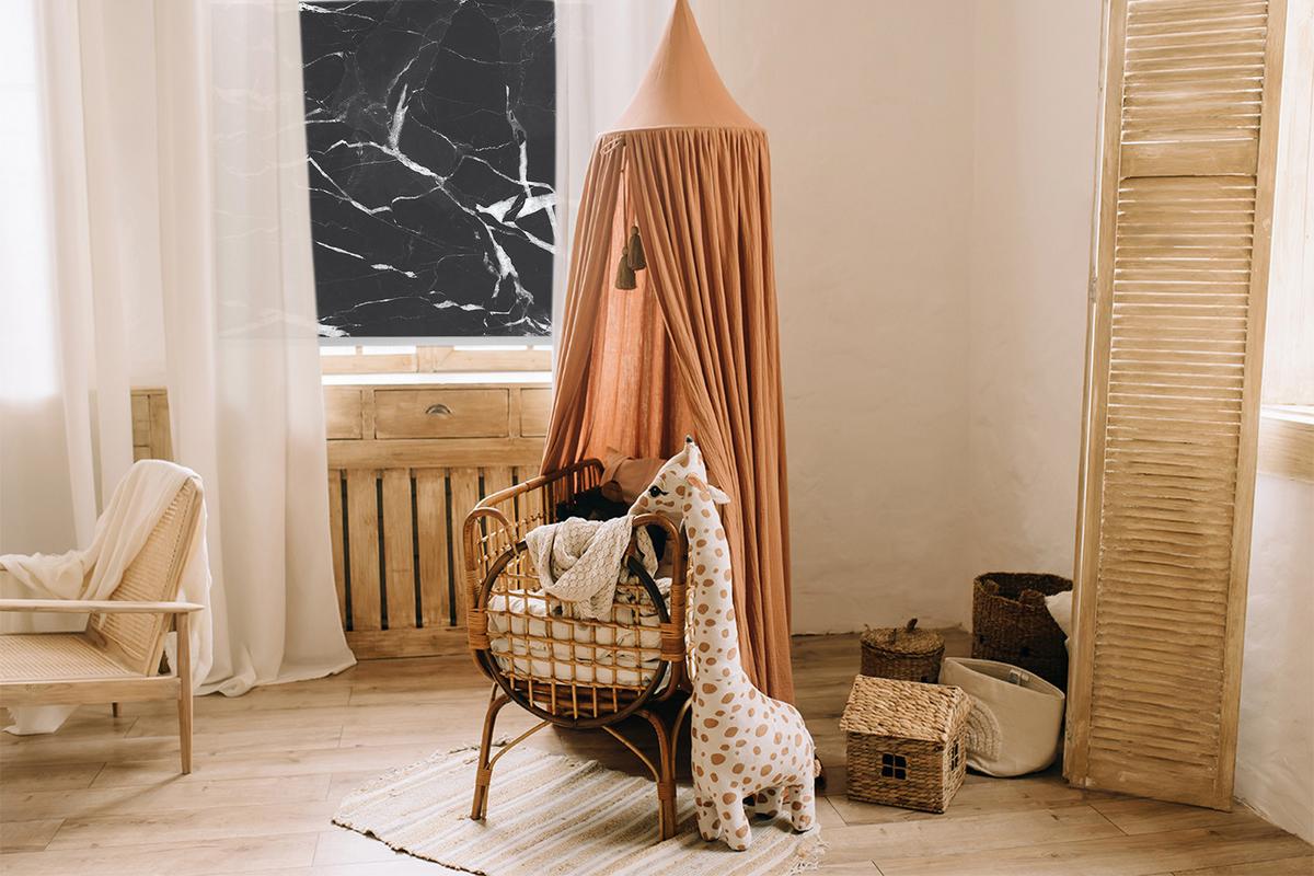 INNENROLLO - Fensterrollo - Rollo - 60x40 cm - Schwarzer Marmor - Weiß, Kunststoff (60/140/0.5cm) - TULUP
