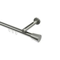 GARDINENSTANGE INNENLAUF Siteno Sitra 280 cm (geteilt in 2 x 140 cm), 1-läufig, 20 mm Ø Edelstahl-Optik - Edelstahlfarben, Metall (280cm) - INTERDECO