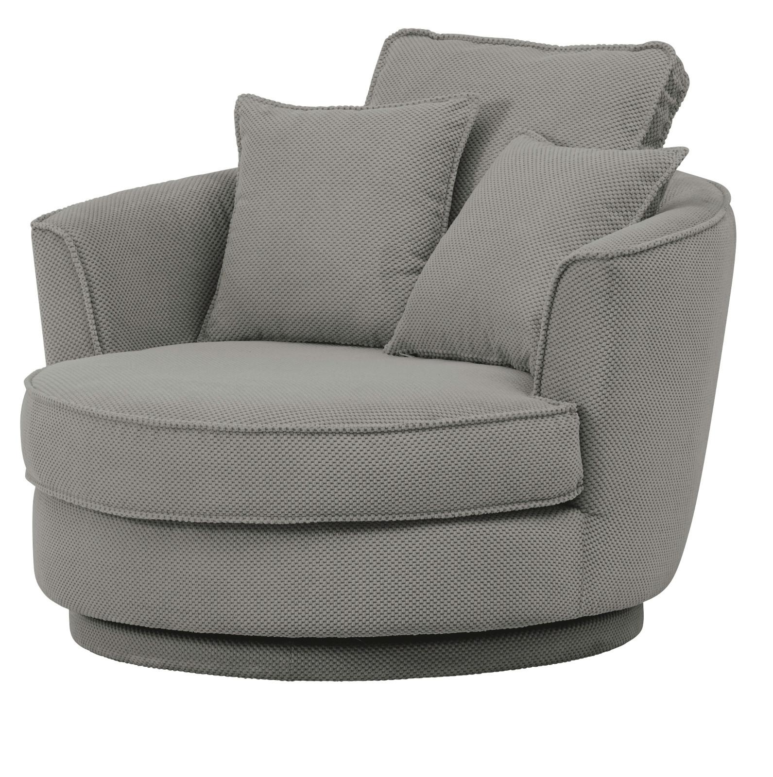 DREHSESSEL grau Web-Velours, XL Sessel 360° drehbar inklusive 3 x Kissen - Grau, Kunststoff/Textil (120/86/120cm)
