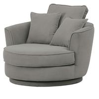DREHSESSEL grau Web-Velours, XL Sessel 360° drehbar inklusive 3 x Kissen - Grau, Kunststoff/Textil (120/86/120cm)