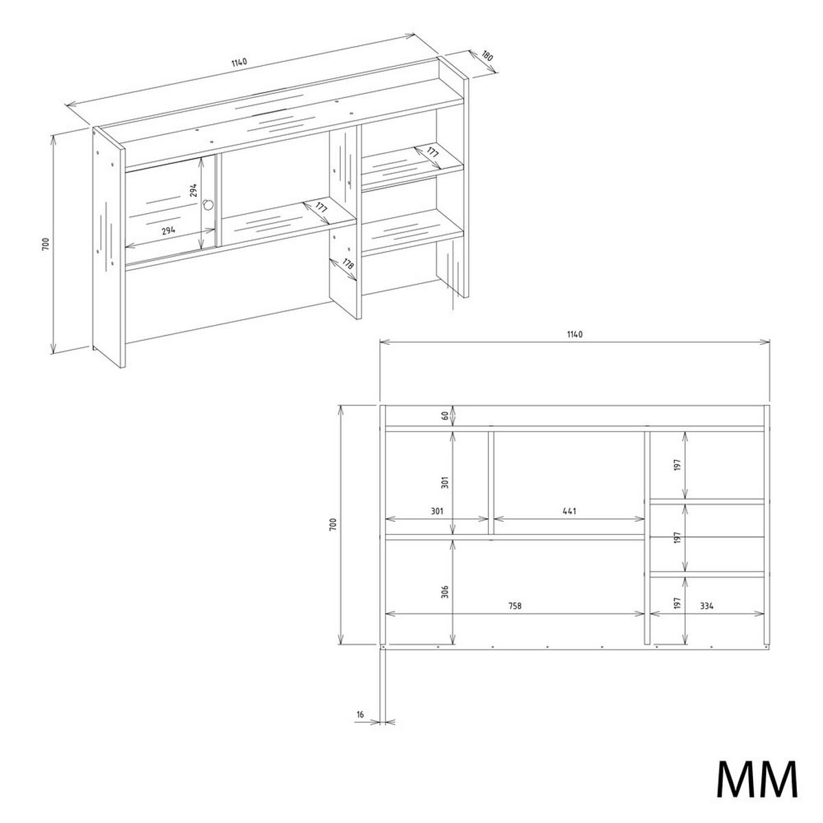 REGAL-SCHREIBTISCH Artisan Eiche 114/70/18 - Eiche Artisan, Holzwerkstoff (90/50/70cm) - RAUMHIRSCH FURNITURE