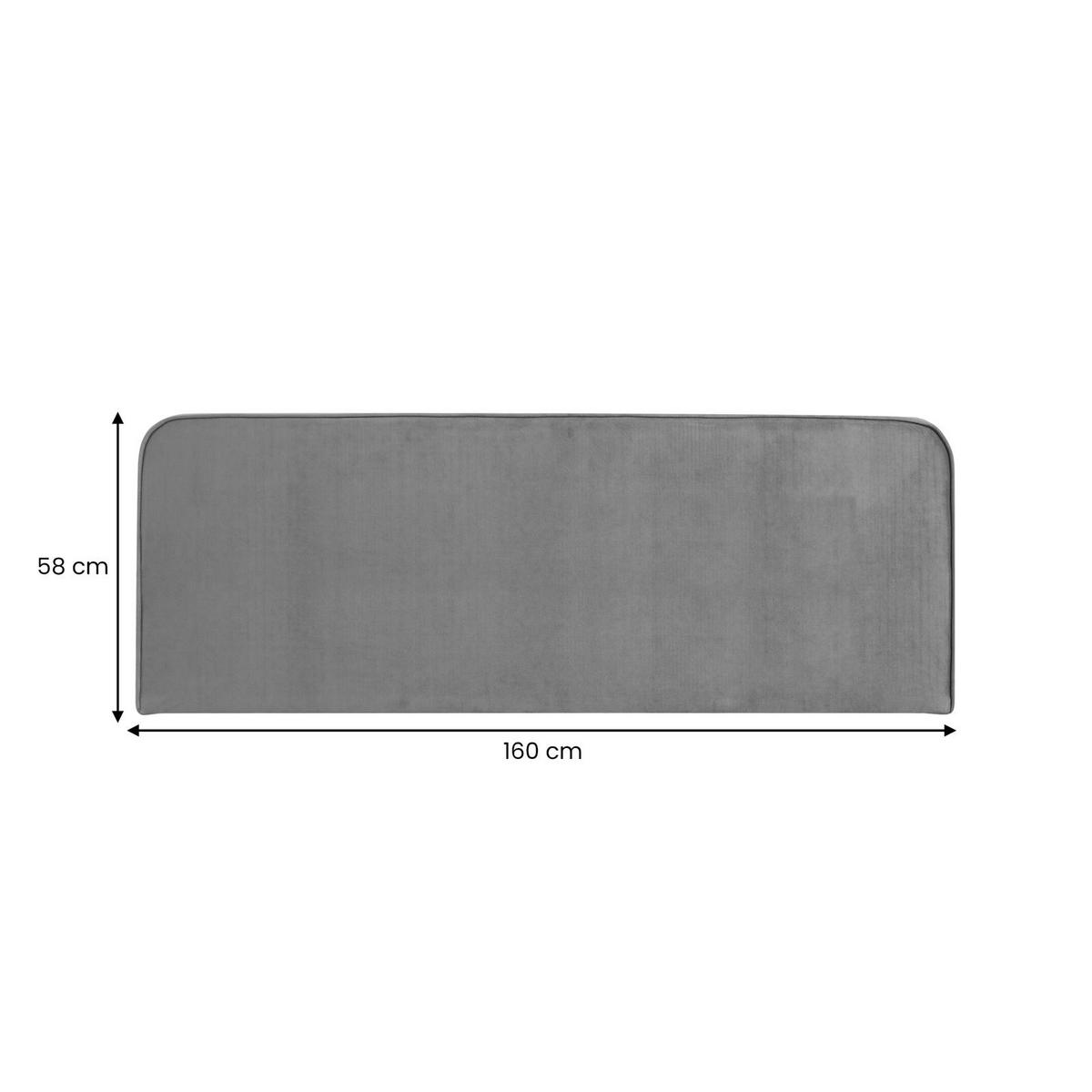 KOPFTEIL NOVARE 160x190 cm grau - Grau, Textil (160/58/6cm) - IDIMEX