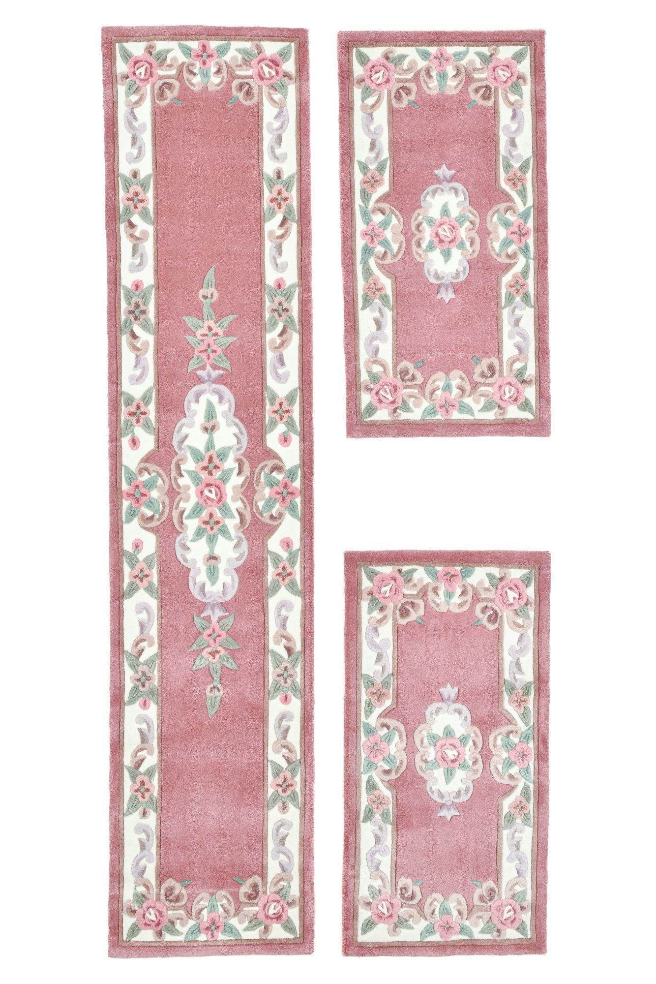 HANDTUFTTEPPICH Ming Bettumrandung 70x600 cm - Rosa, Textil (70/600cm) - THEKO