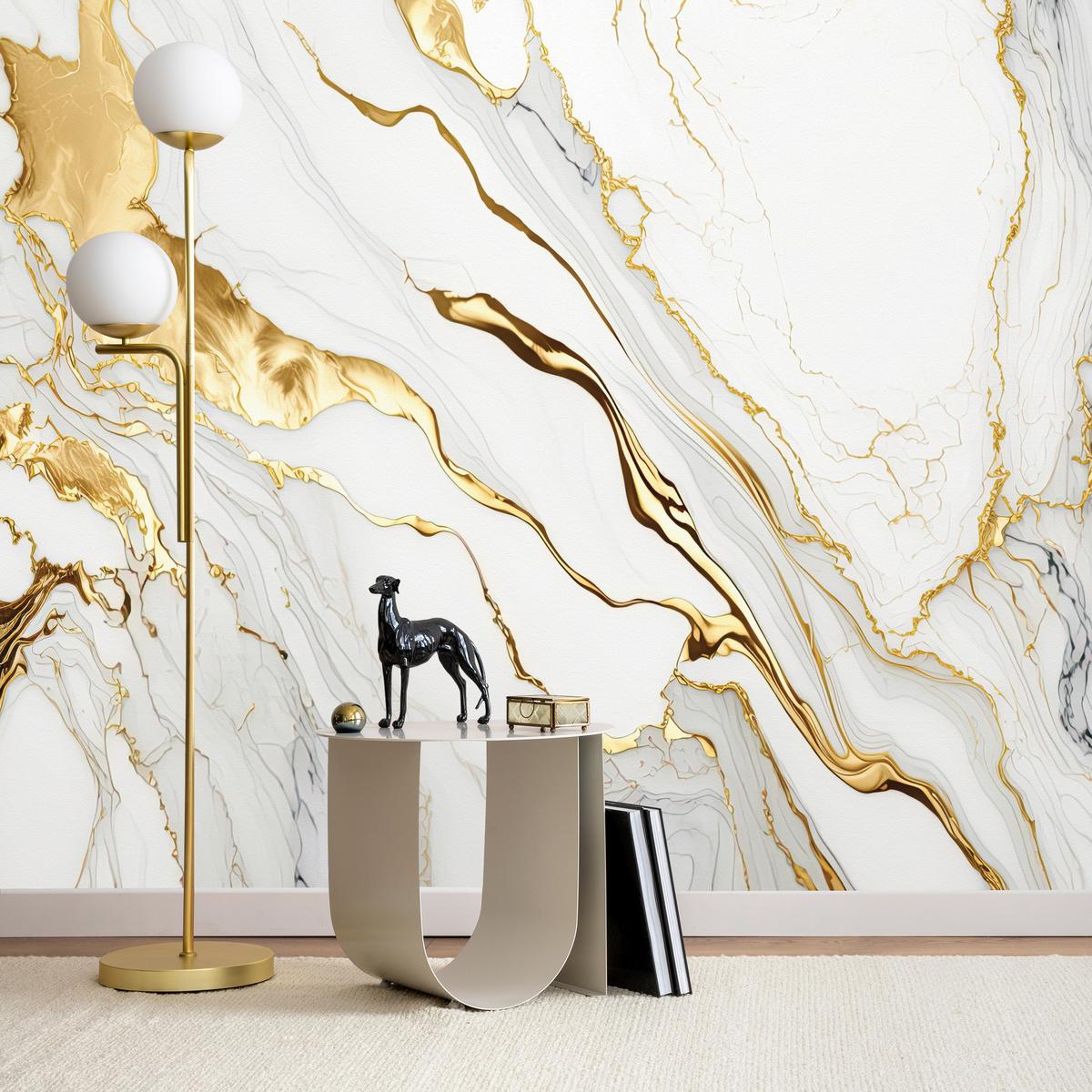 FOTOTAPETE Marmor Abstraktion Glamour Stil 500x350 - Gelb/Beige, Papier (500/350cm) - Muralo