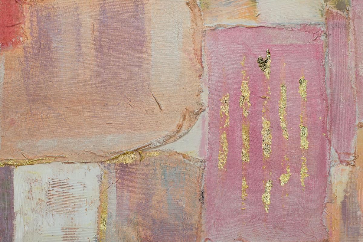 ACRYLBILD HANDGEMALT 83/123 cm - Pink/Beige, Textil (83/123cm) - KUNSTLOFT