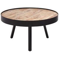 COUCHTISCH Mangoholz hellbraun/schwarz 74 cm Wakita - Hellbraun/Schwarz, Holz (74/74/40cm) - Beliani