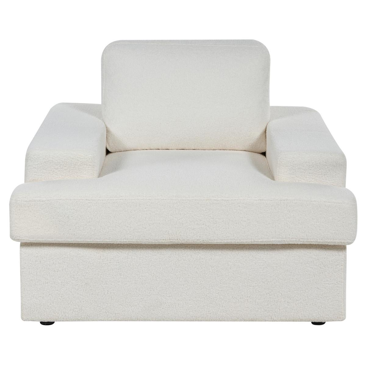 SESSEL Bouclé cremeweiß Alla - Weiß, Textil (108/85/103cm) - Beliani
