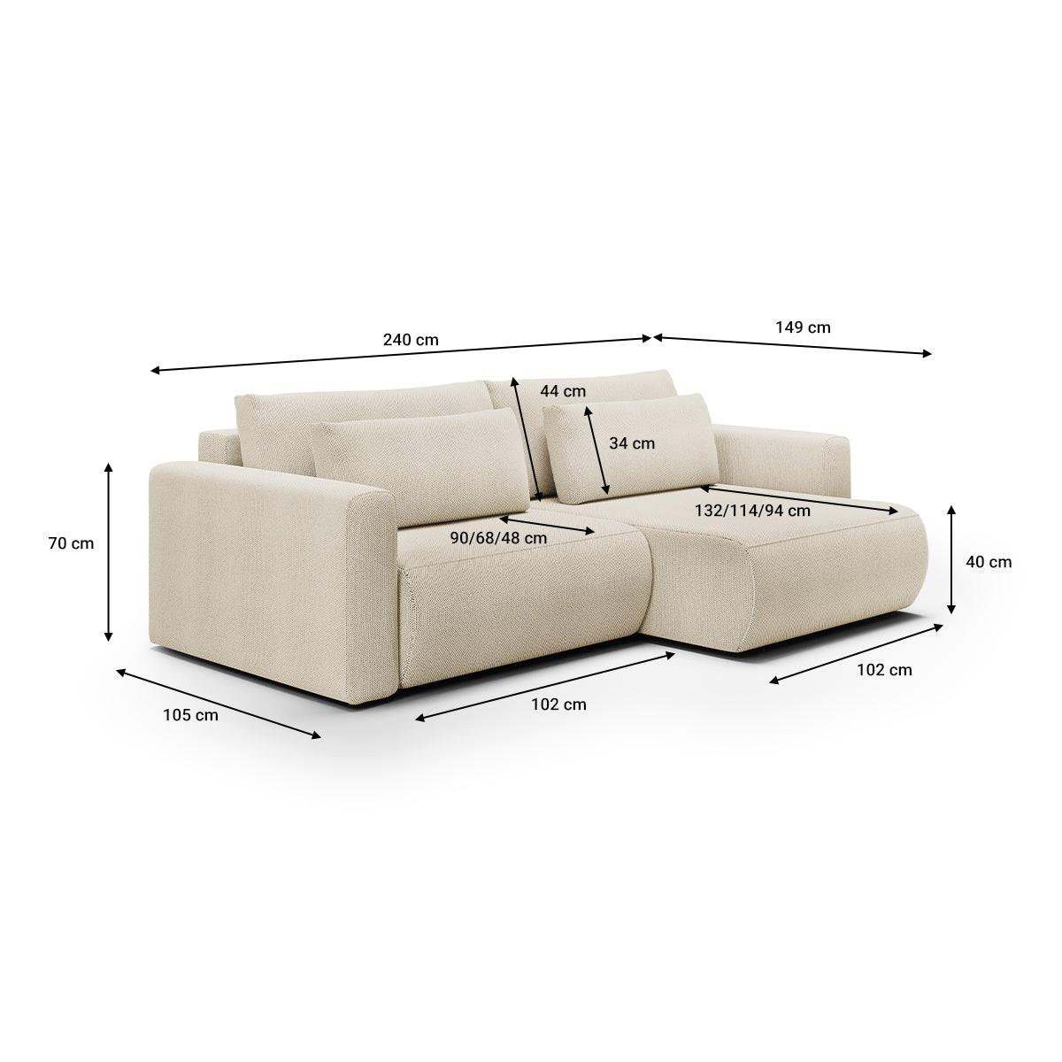 ECKSOFA Evy 3 Sitzplätze Beige - Beige, Holz (240/149cm) - Petits-meubles