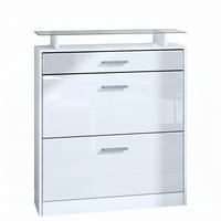 SCHUHSCHRANK Loret Front in Weiß Hochglanz - Weiß Hochglanz, Holzwerkstoff (89/104/23cm) - Vladon