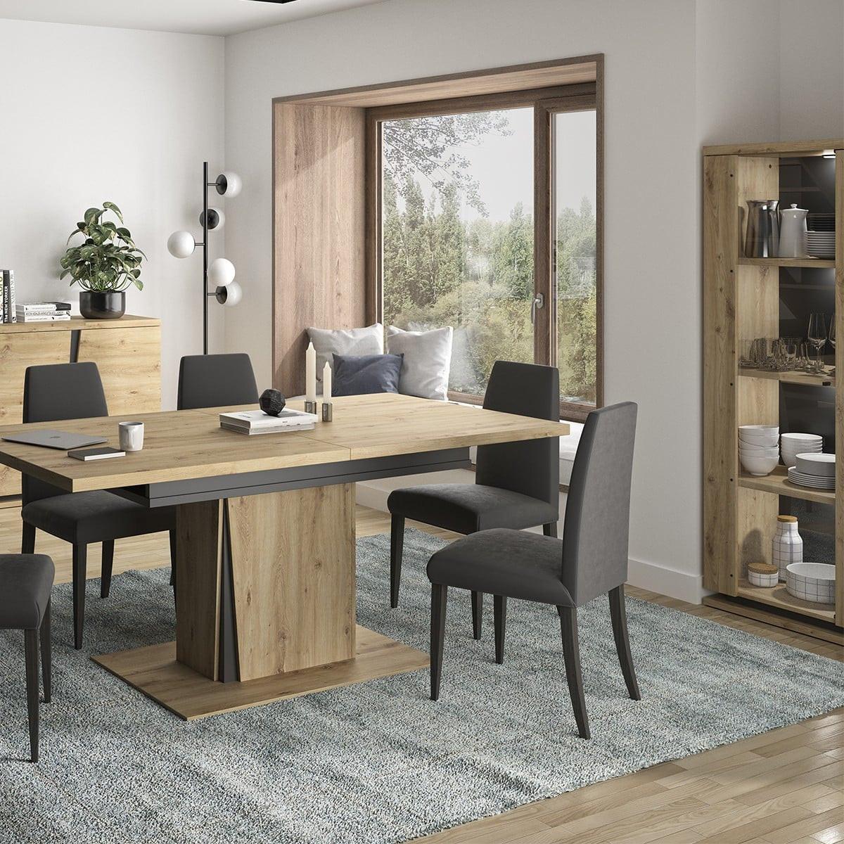 GESCHIRRSCHRANK 2-türiger mit Beleuchtung 120/170/45 cm - Eschefarben, Holzwerkstoff (120/170/45cm) - Calicosy