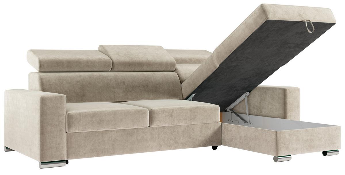 ECKSOFA FOX-L Beige - Beige/Silberfarben, Kunststoff/Textil (242/168cm) - MKS