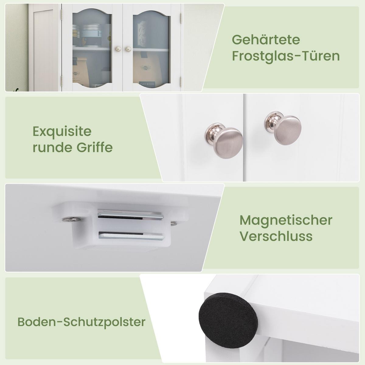 BADEZIMMERSCHRANK Weiß - Weiß, Holzwerkstoff (60/148.5/30cm) - COSTWAY