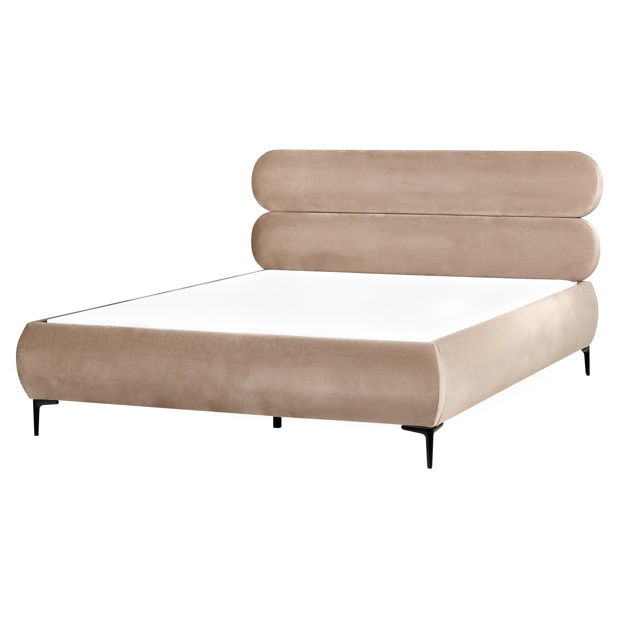 BETT mit Lattenrost 160/200 cm Taupe Lessay - Taupe/Schwarz, Textil (160/200cm) - Beliani