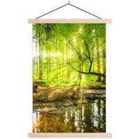 POSTER MIT MAGNETLEISTEN Wald - Landschaft - Wasser - Bäume - Sonne - Grün - Natur Wandbild Schlafzimmer 60x90 cm - Grün, Textil (60/90/0.15cm) - MuchoWow