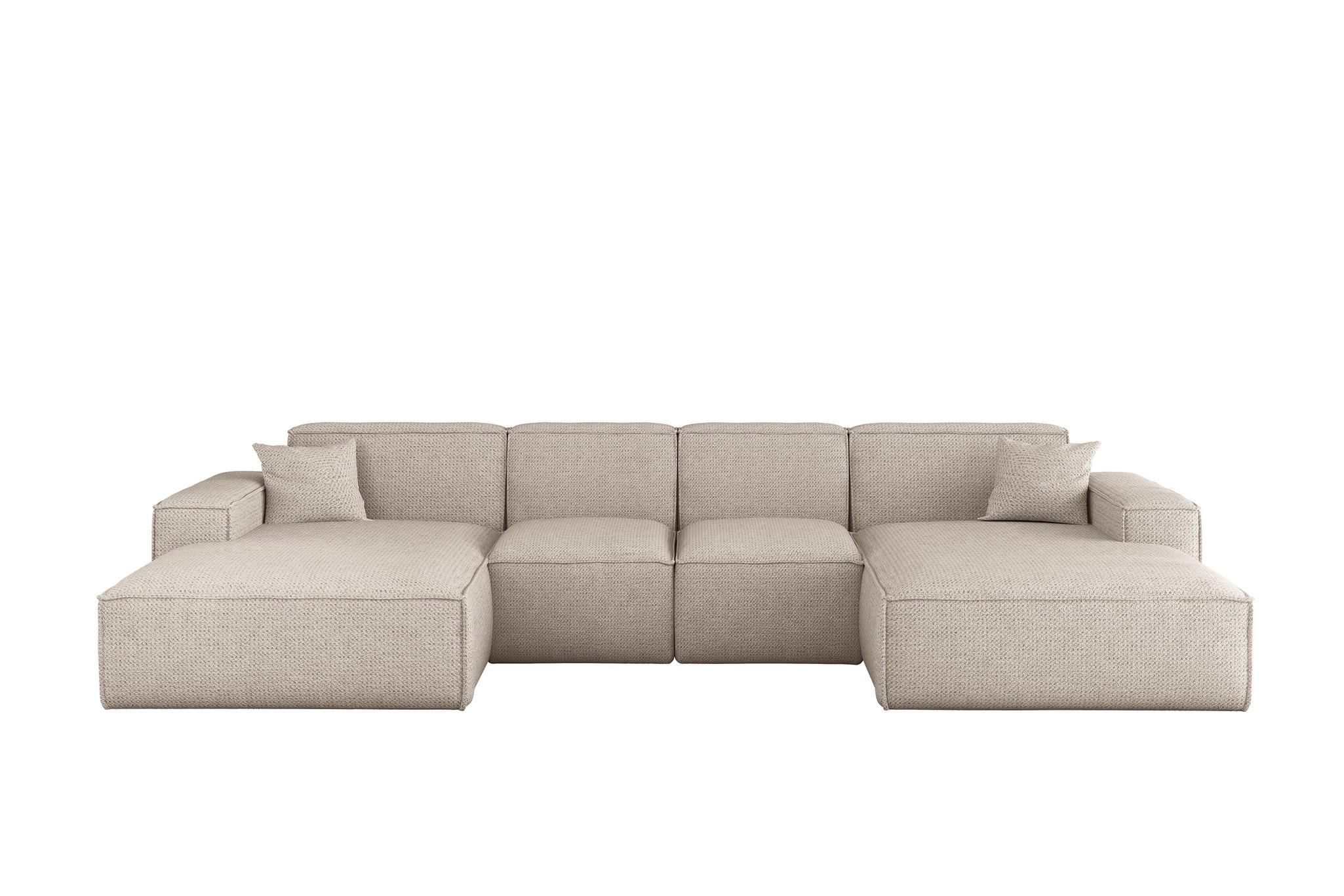 WOHNLANDSCHAFT Celes Premium Xs Artico - Creme, Holzwerkstoff/Textil (342/73/165cm) - Fun Möbel