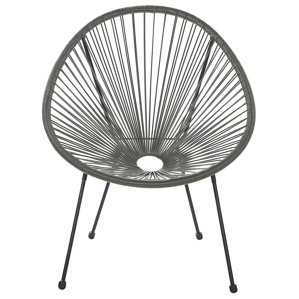 RATTANSTUHL 2er-SET Kunststoff dunkelgrau 70 cm Acapulco II - Dunkelgrau/Schwarz, Kunststoff (70/87/90cm) - Beliani