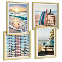BILDER SET 4er Set - 50x50 cm & 40x60 cm Goldrahmen - Sonnenuntergang in Miami - Goldfarben, Kunststoff (50/50cm) - TULUP